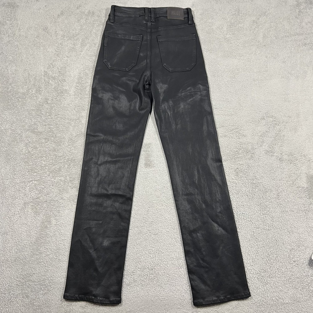 Paige Pants Womens 26 Black Luxe Coating Stella Flap Cargo Pockets Zip Straight - Picture 11 of 14
